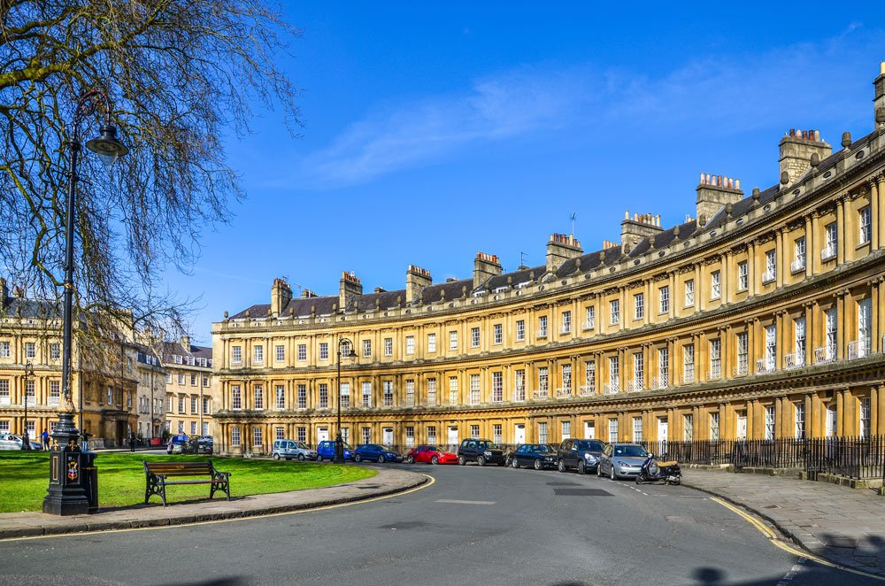 The Circus in Bath showing iconic Georgian architecture and historic townhouses